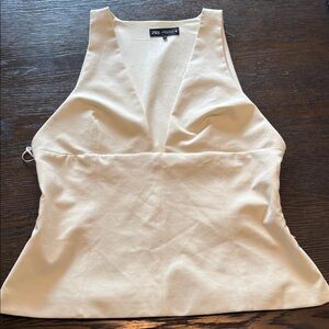 Zara Ivory Sleeveless Vest Top size XXL